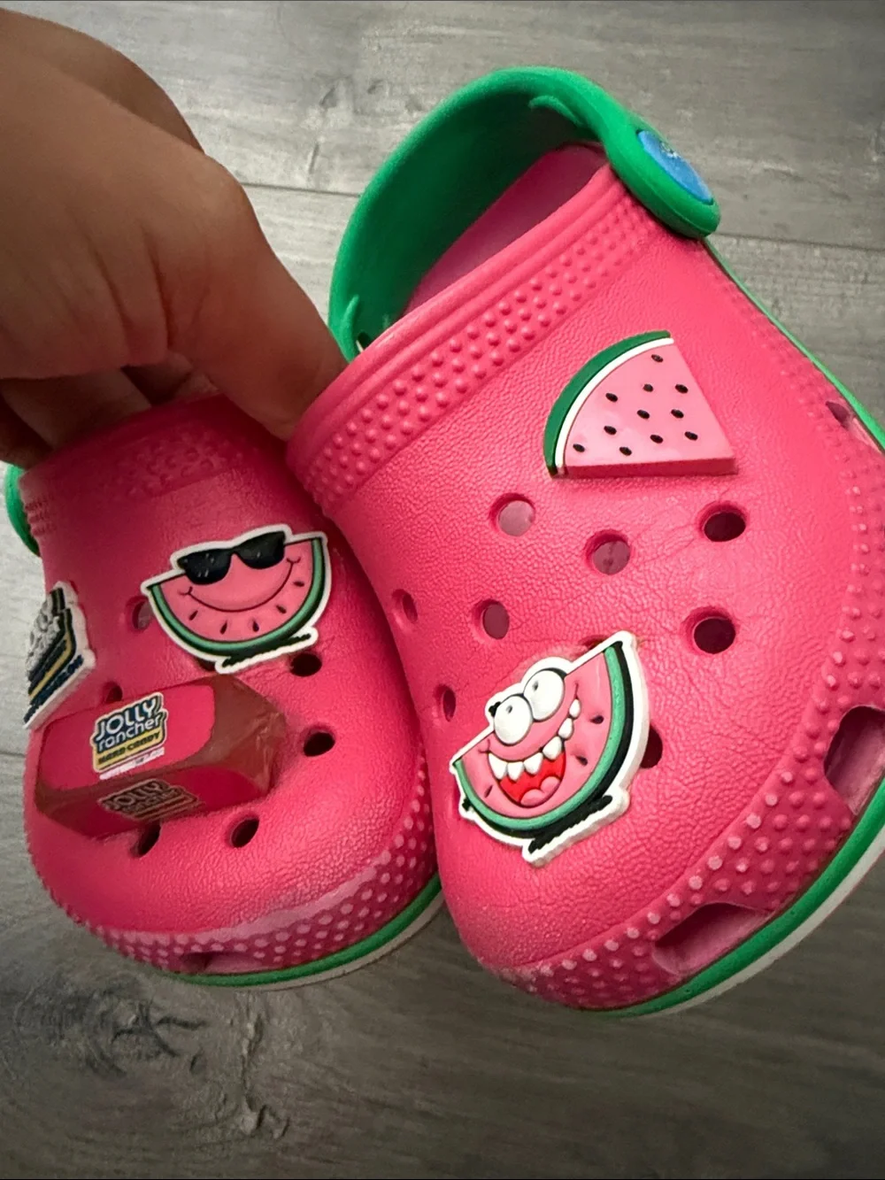 Crocs Kids jolly rancher Watermelon Clog Sandals - Pink & Green